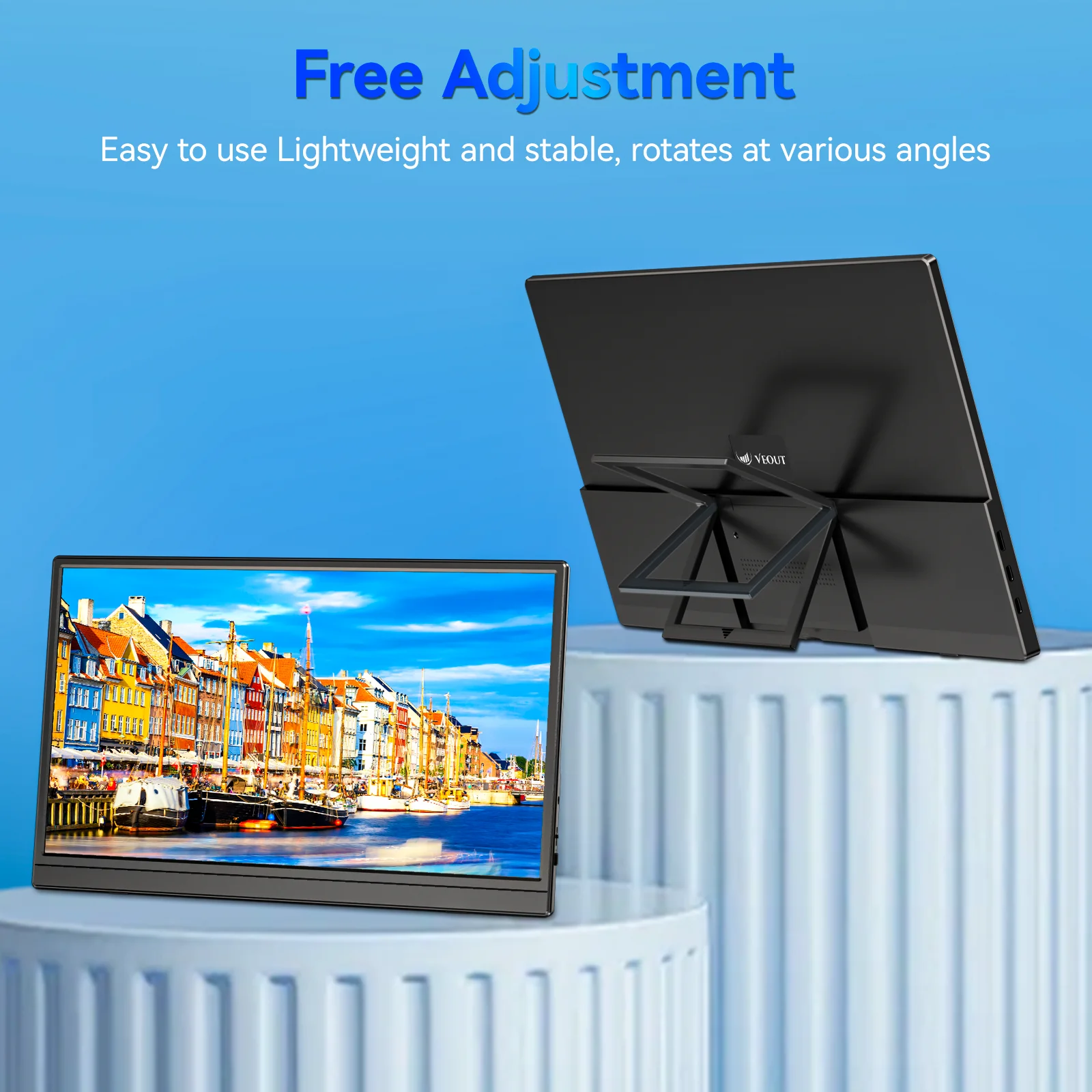 VEOUT 15.6-Inch Portable Monitor for Laptop 1080P HDR 16:9 Low Blue Light For XBox PS4 / 5 Switch Cell Phone PC Laptop Extension