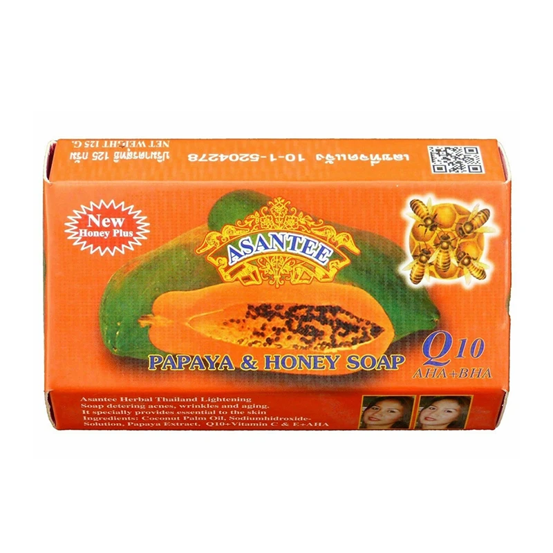 Thailand ASANTEE Papaya Honey Herb Soap Whitening Handmade Soap Lightening Skin Moisturizing Cleansing Anti-aging (1 pack)