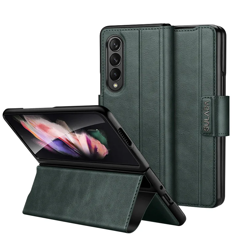 Custodia Per Telefono Sottile Magnetica Pieghevole In Pelle Per Samsung Galaxy Z Fold 5 Fold 4 3 2 Placcatura Antiurto Flip Bag Cover Fundas