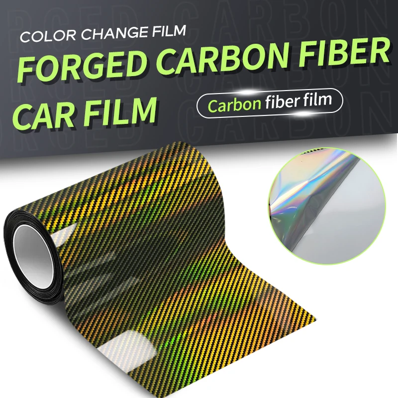 High Gloss Forged Laser Carbon Fiber Gold Bon Film Car Vinyl Wrap Vinyl ...