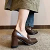 2024 Spring and Autumn Shoes Square Toe Casual Shoes Formal Black Light Mouth Solid Color Fashion Simple Basic Style High Heels 2