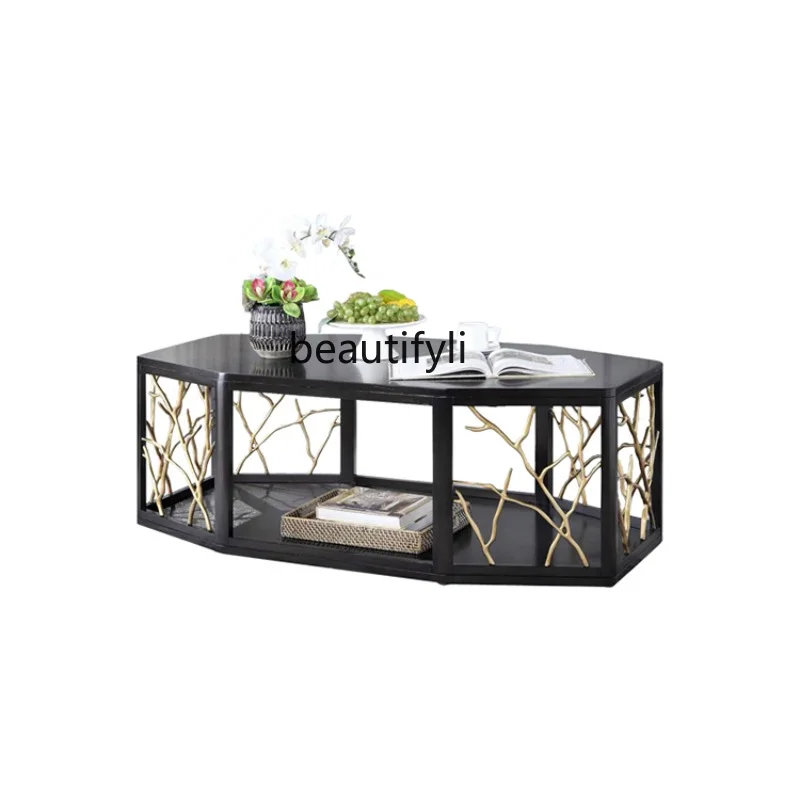 

Italian Minimalist Coffee Table Modern Art Curio Cabinet Living Room Designer Light Luxury Solid Wood Large Tea Table