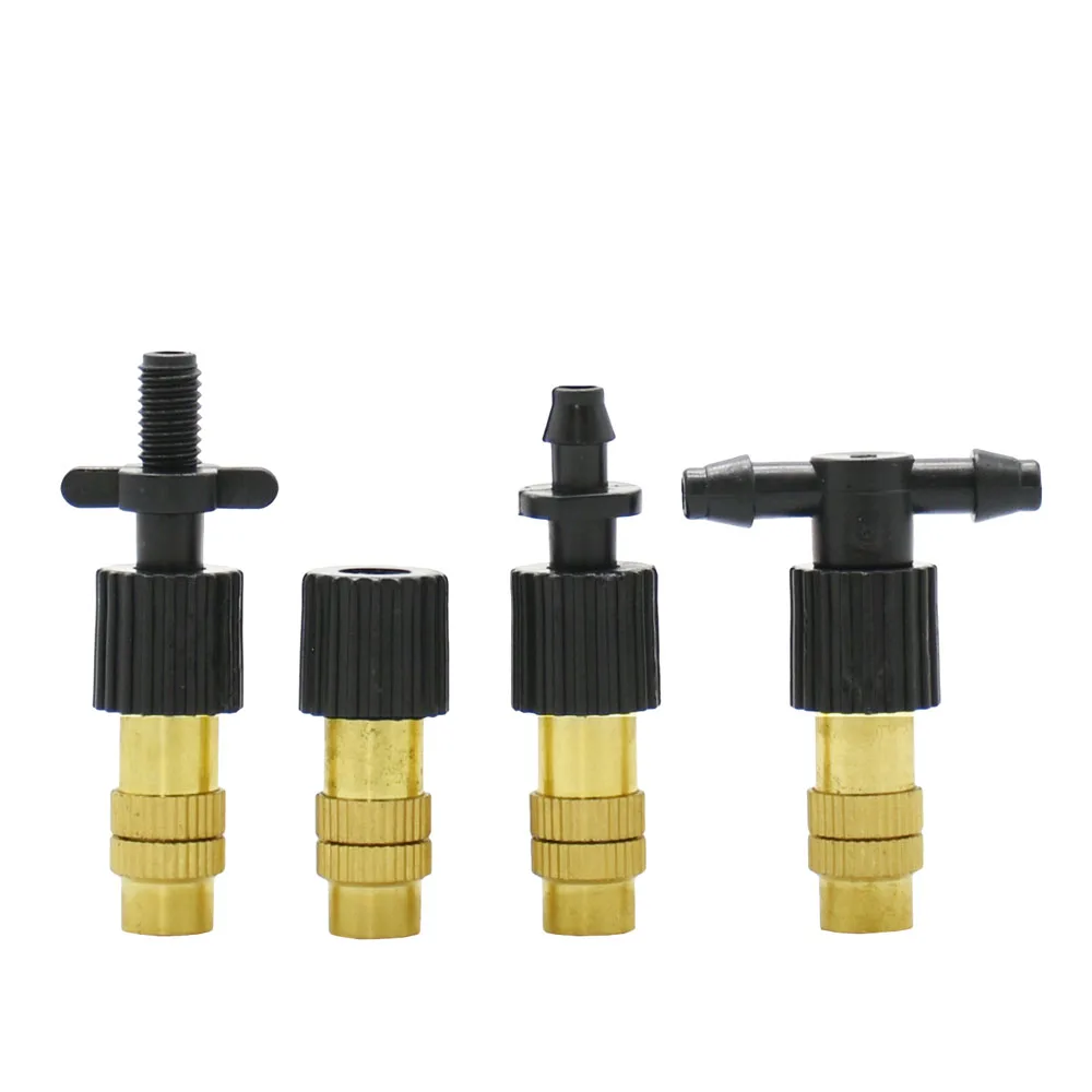 Adjustable Barbed Copper Sprayer Gardening Water Irrigation Misting Sprinkler Cooling Humidify Disinfection Sprayer Thread Tee