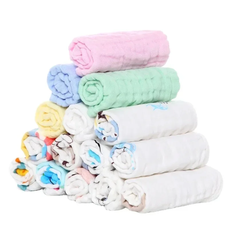Bath Towels 30x30cm Muslin Squares Cotton Hand Wipe Gauze for Bathing Feeding Kids Handkerchief