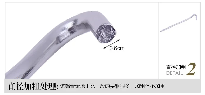5/10 Stück Zeltheringe aus Aluminiumlegierung mit Haken | 7,09-Zoll-Sechskantnägel für Campingzelte, Gartenpfähle, silberfarben – Detail 9