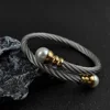 New Braided Bracelets Women Men Fashion Punk Pearl Open Cuff Bracelet Bangles Stainless Steel Wrist Metal Jewelry Accessories 1