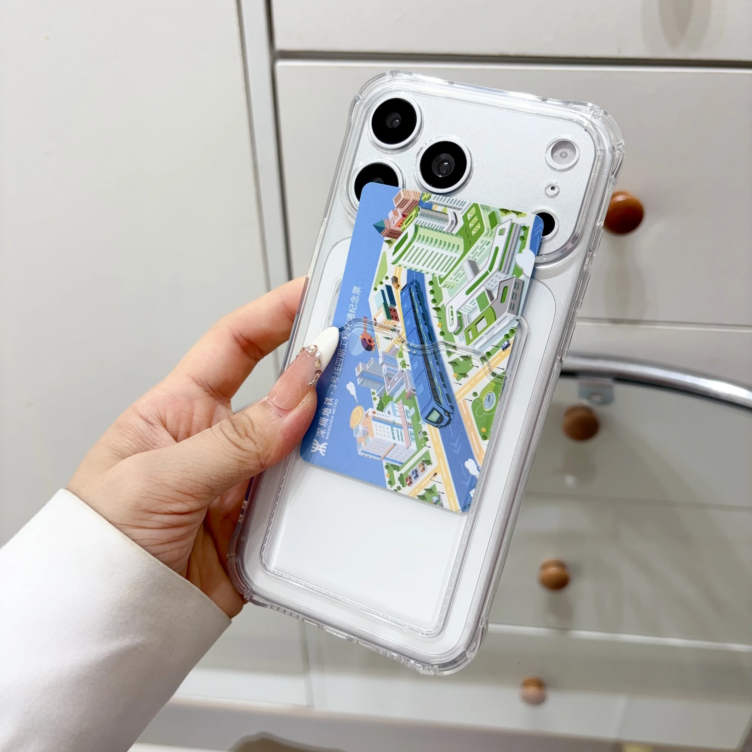 Clear Card Slot Pocket Shockproof Soft Phone Case