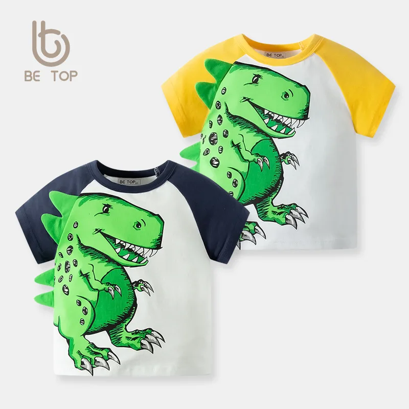 

2022 летние детские футболки с коротким рукавом для мальчиков с мультяшным динозавром, хлопковые топы для маленьких мальчиков, детские футболки для маленьких мальчиков, одежда