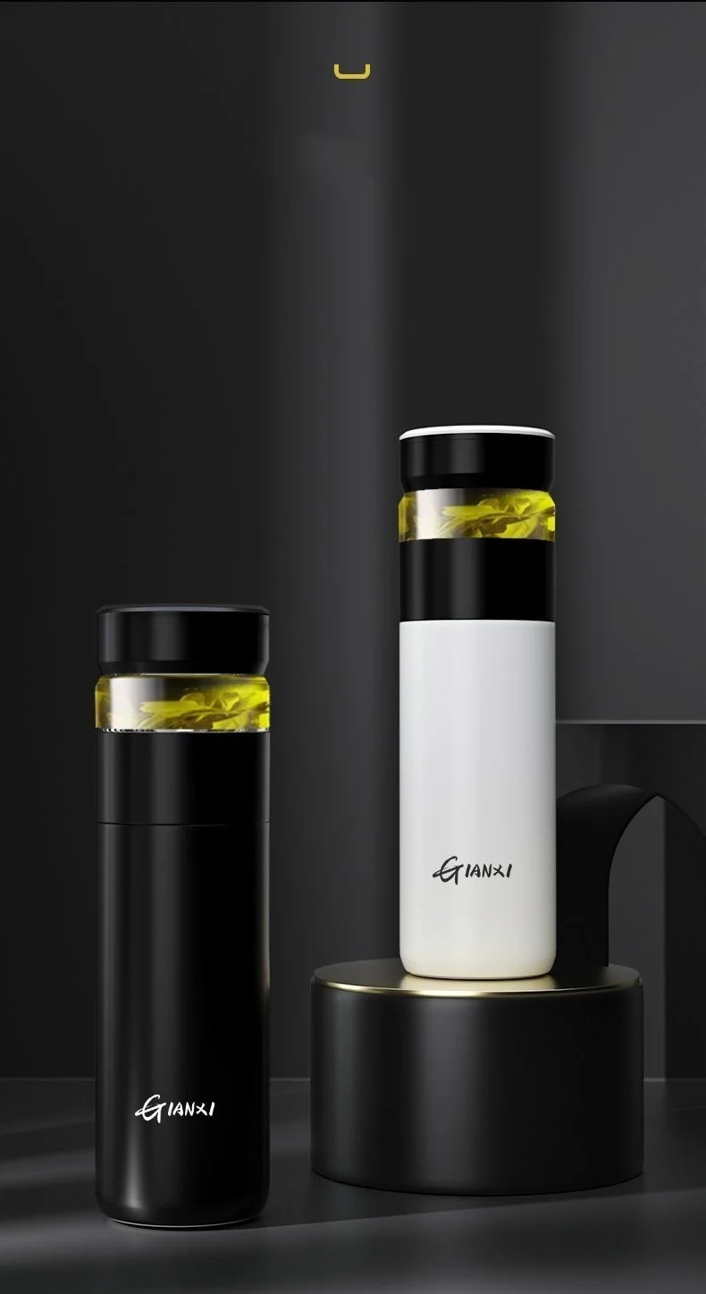GIANXI Portable 500ML Black Water Bottle Home Stainless Steel Thermos Bottle Drink Items Vacuum Flasks Filterate Coffee Cup