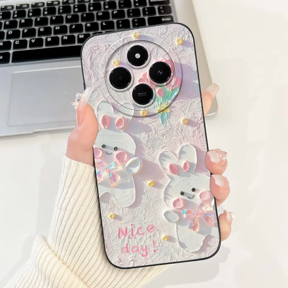 Lovely Rabbit Cartoon Matte Silicone Soft Case Cover