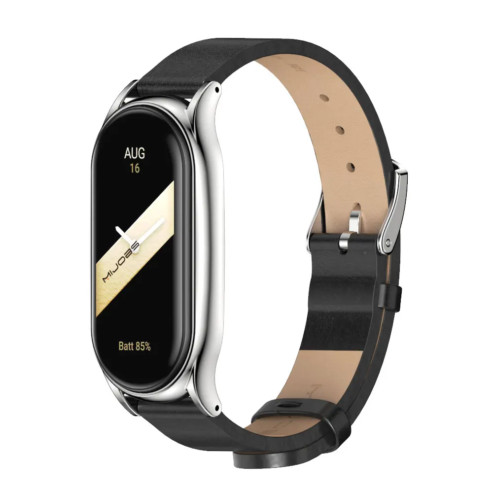 Premium PU Leather Wristband and Metal Bracelet