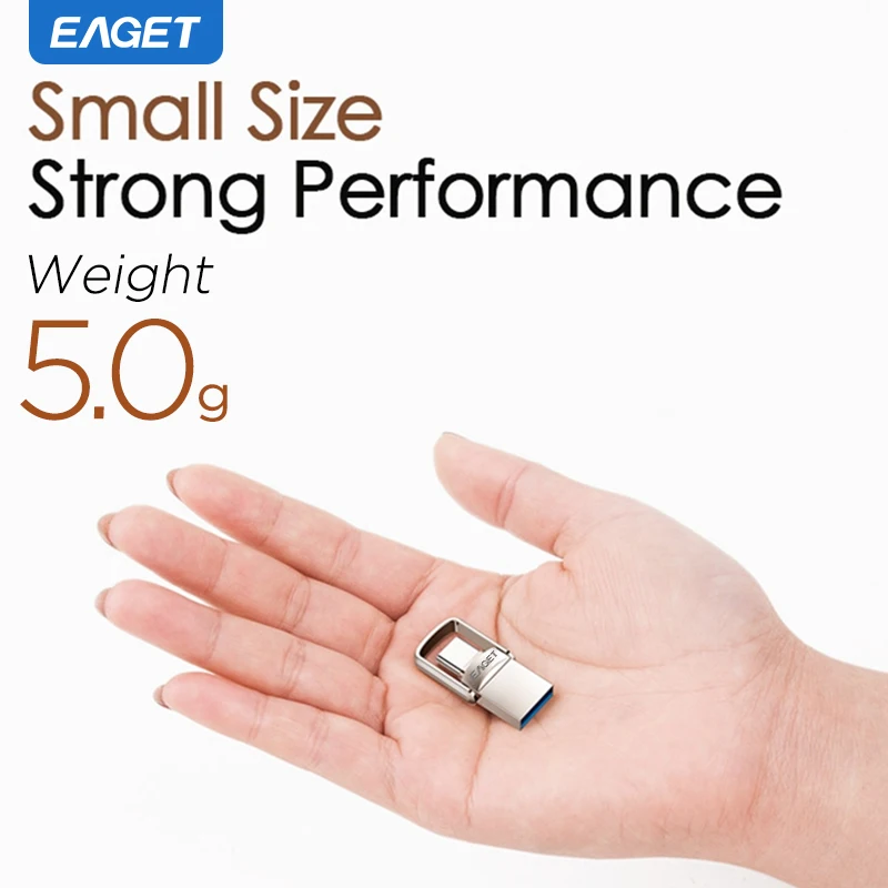 USB Flash Drive Eaget Super Mini 2 in 1 USB Type C& A Interface 120Mb/s 3.2 Key Memory Stick