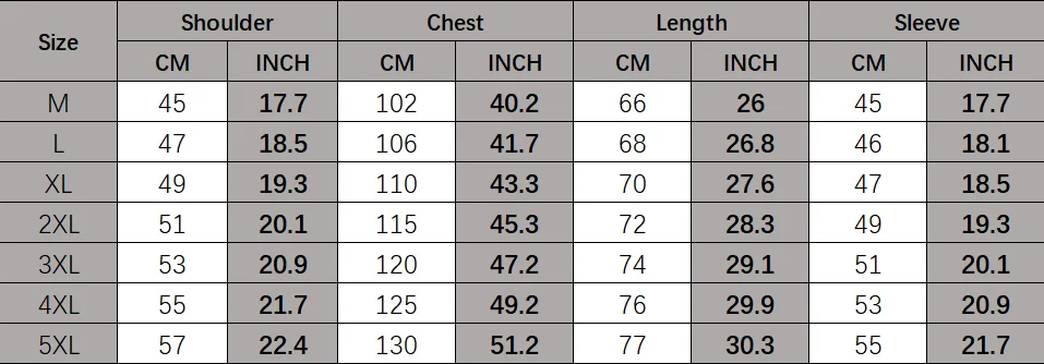 Size chart reference
