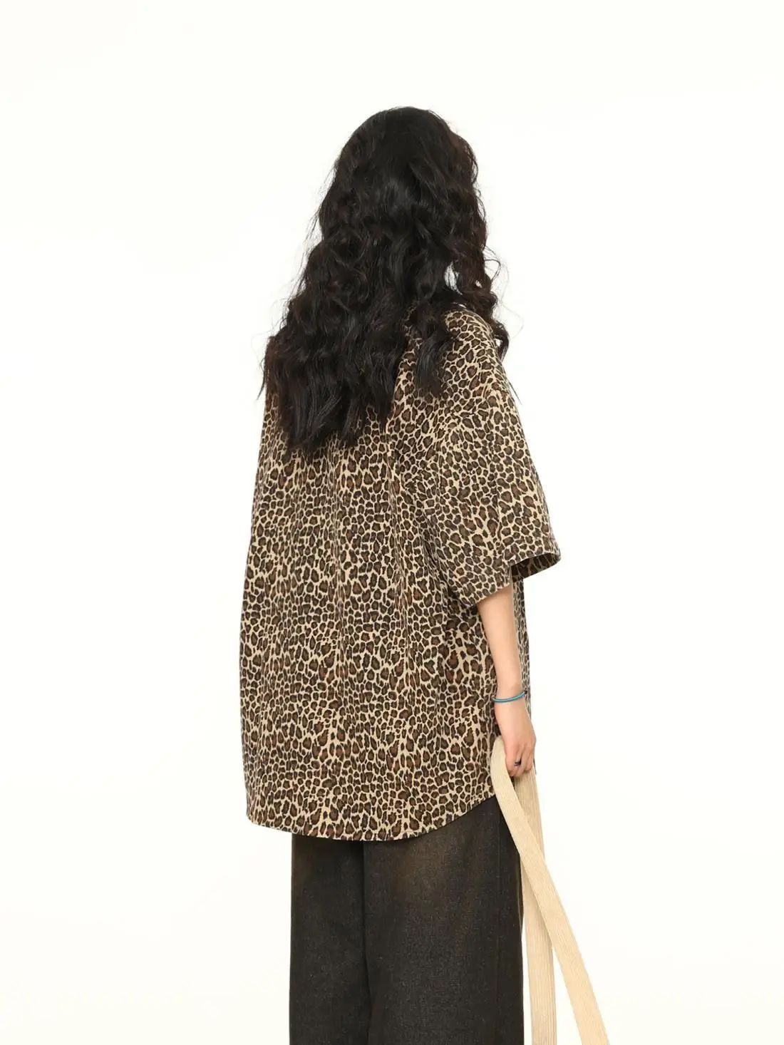 Leopard Vintage Half Sleeve Shirt Shirts Woman Korean Harajuku Fashion Short Sleeve Blouses Summer Gothic Streetwear