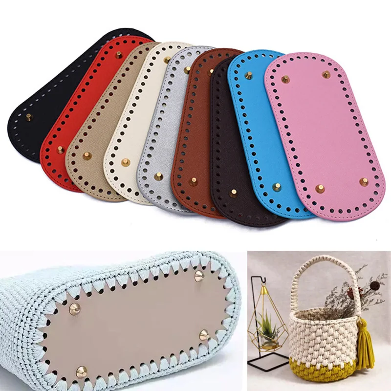 

PU Bag Bottom DIY Handmade Oval Bag Bottom Accessory Multi-colored Geometric Women Purse Handbag Knitting Weave Rivet Bag Bottom