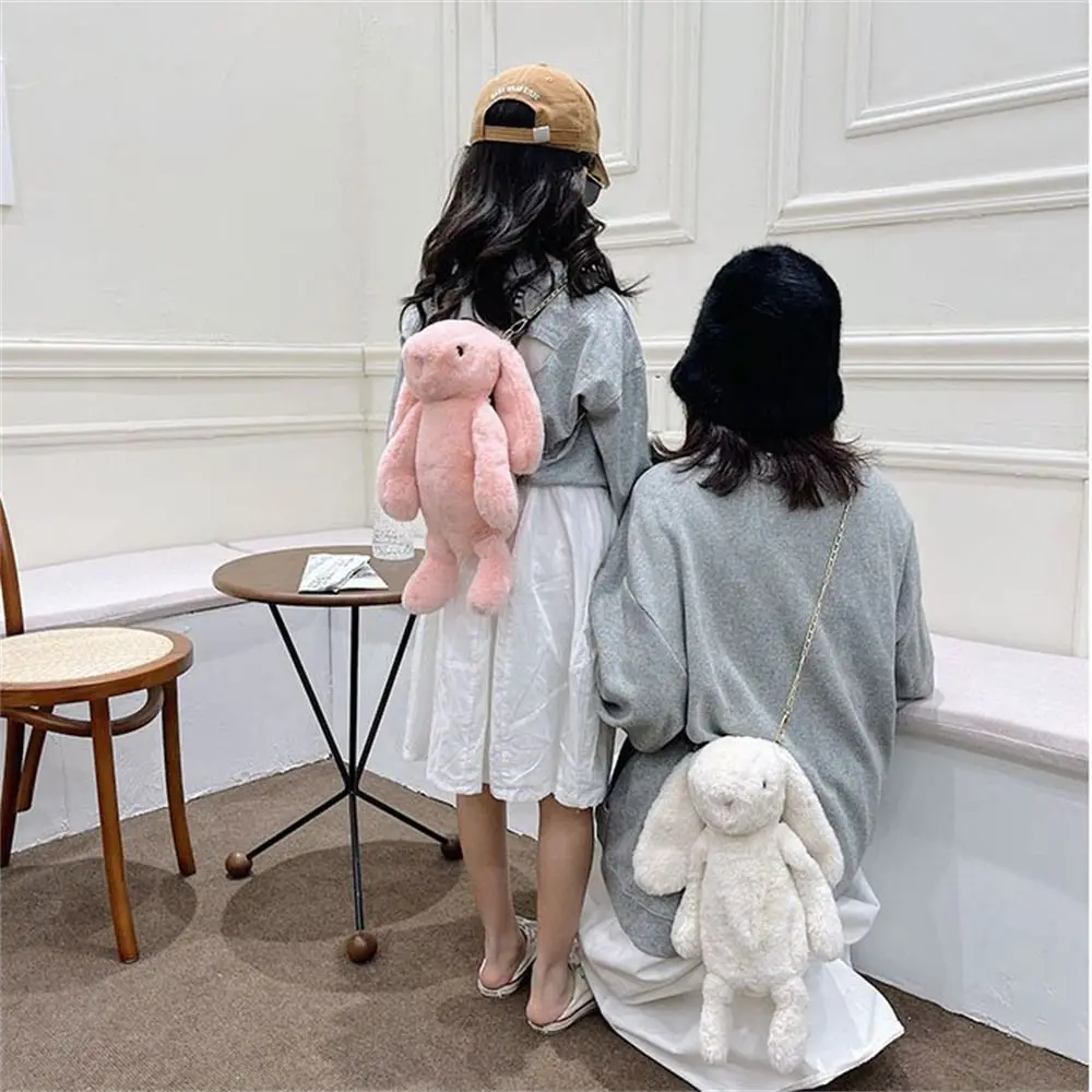 Long Ear Plush Shoulder Bag Casual Fashion Chain Strap Rabbit Doll Rabbit Plush Bags Cartoon Bunny Crossbody Bag Messenger Bag