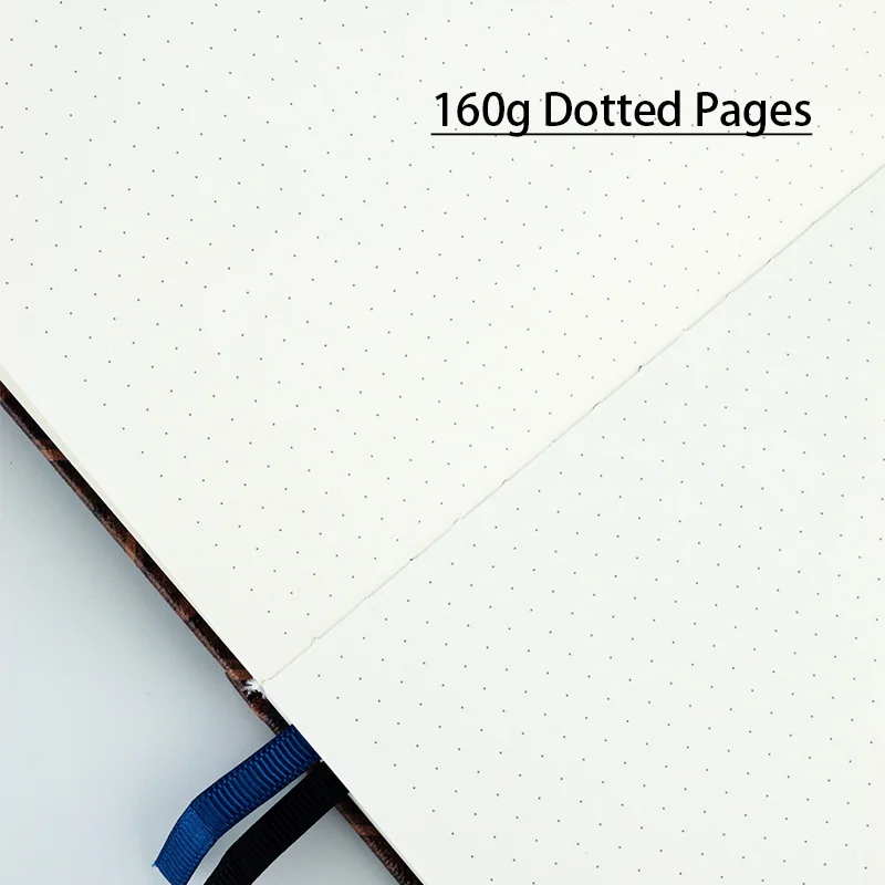 B6 우드 스타일 총알 점선 저널 160gsm 매우 두꺼운 탄성 밴드 백 포켓 하드 커버 도트 그리드 노트북