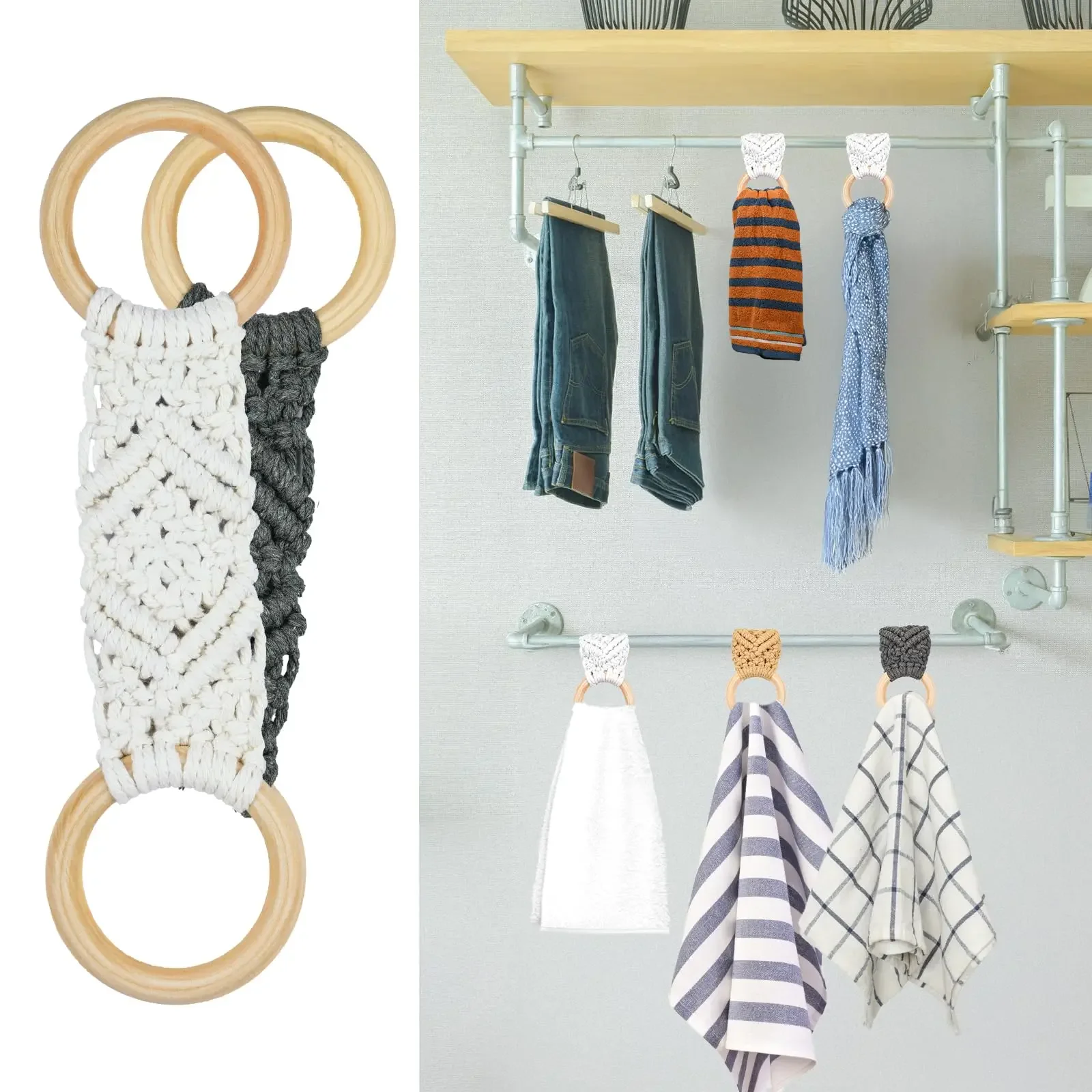 Handmade Macrame Towel Holder Dish Towel Ring Easy-to-hang Kitchen Holder Crochet Hanging Towels Versatile Decorative
