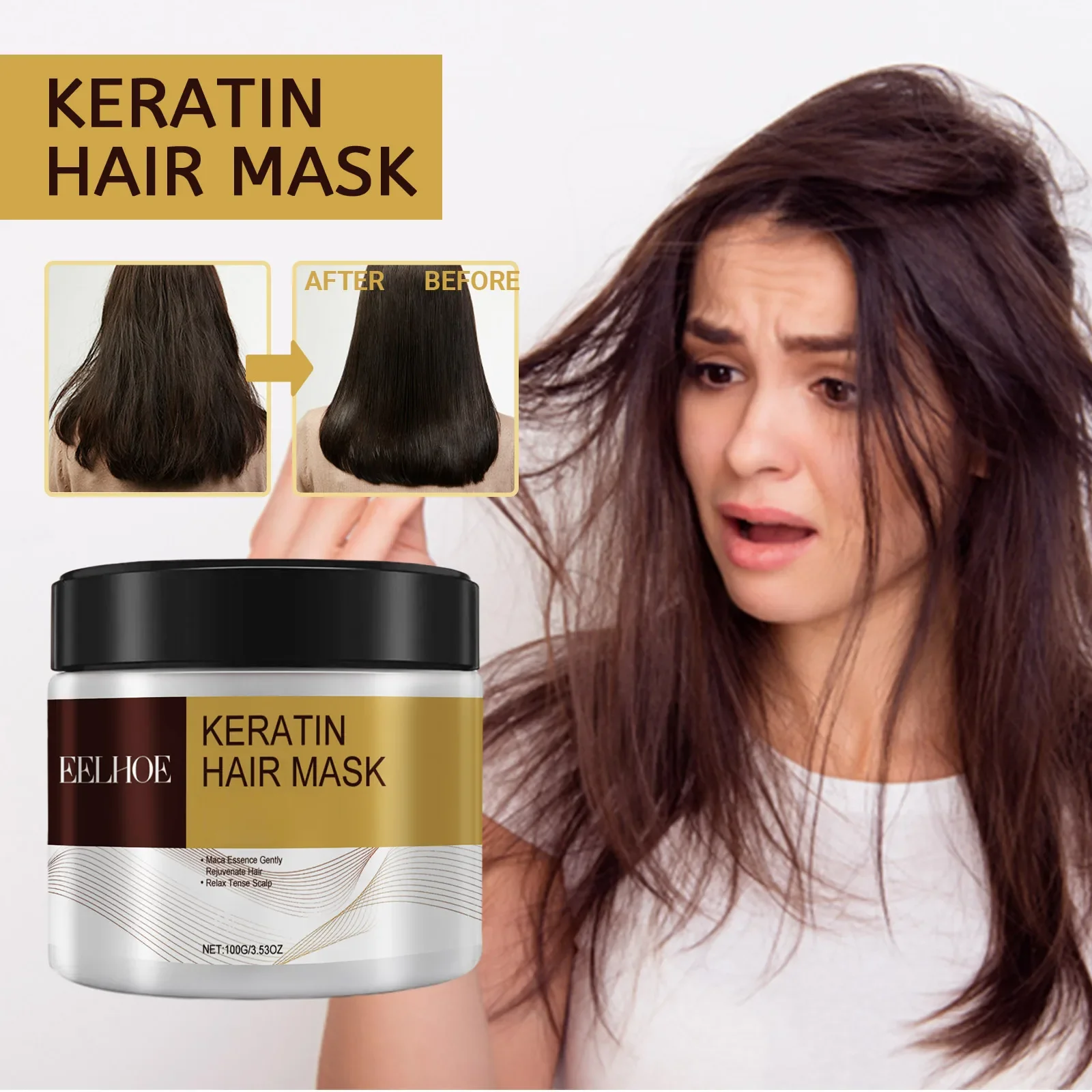 

Natural Nourishing Hair Mask Anti-hair Loss Protein Repairing Dryness Improving Frizz Nourishing And Smoothing Hair Mask