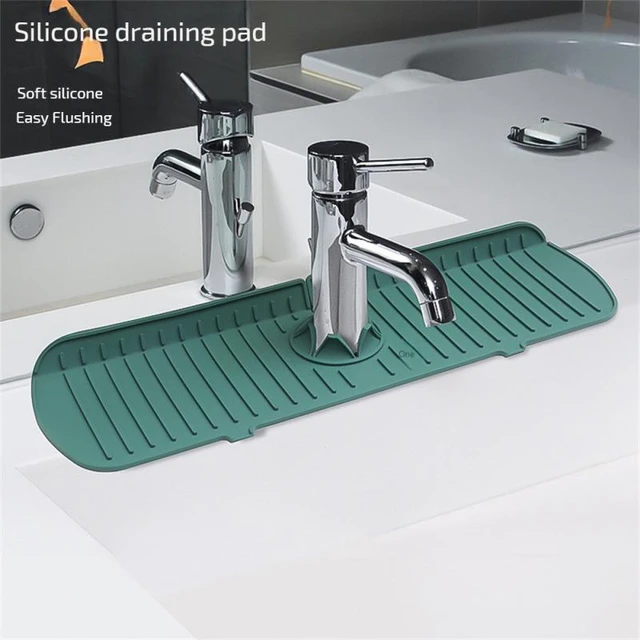 1pc Silicone Faucet Drain Mat, Kitchen Bathroom Splash Sink Mat Long  Foldable