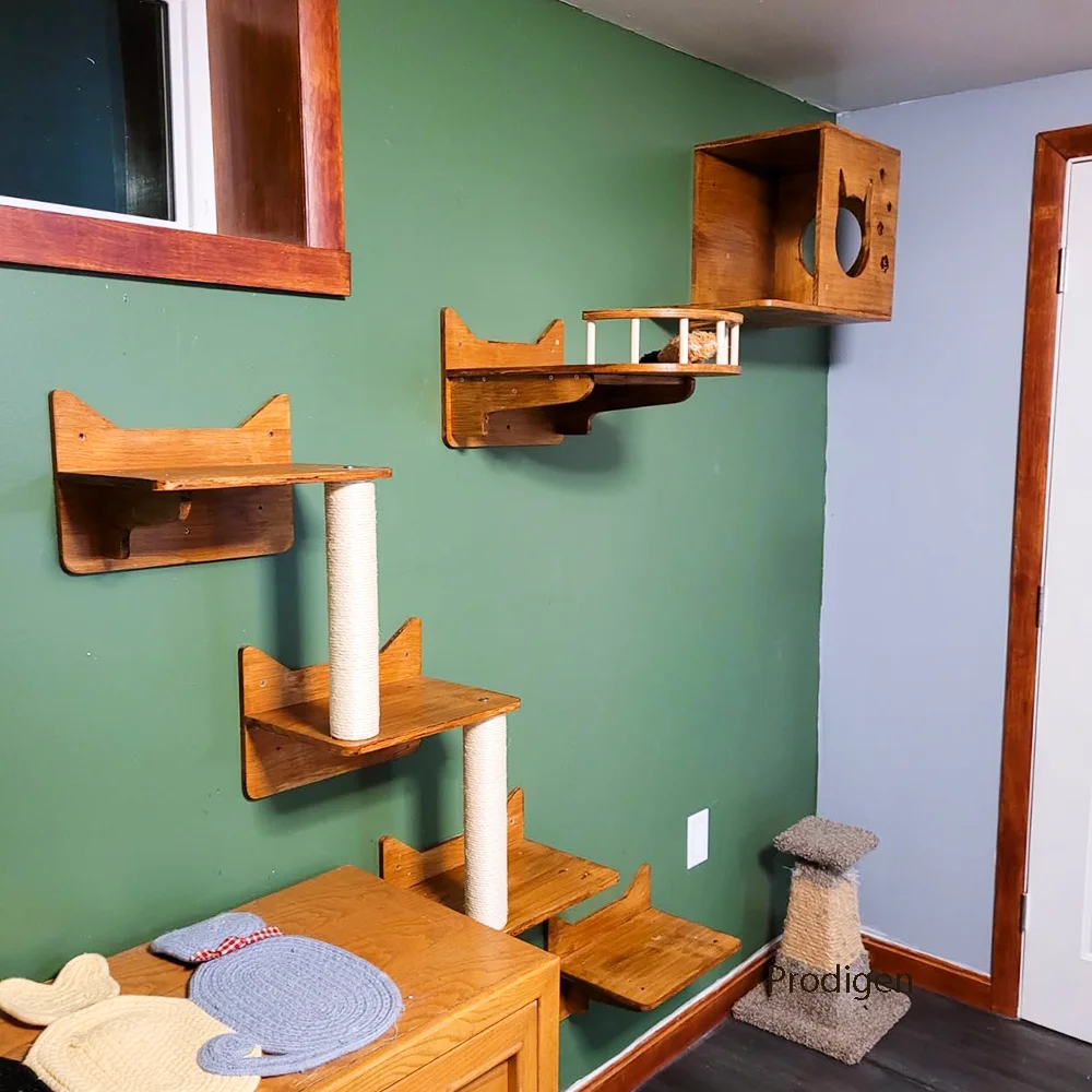 Scaletta Da Parete Per Gatti FUKUMARU - Ponte In Legno Naturale 32cm Per Arrampicate E Pisolini - Foto 2