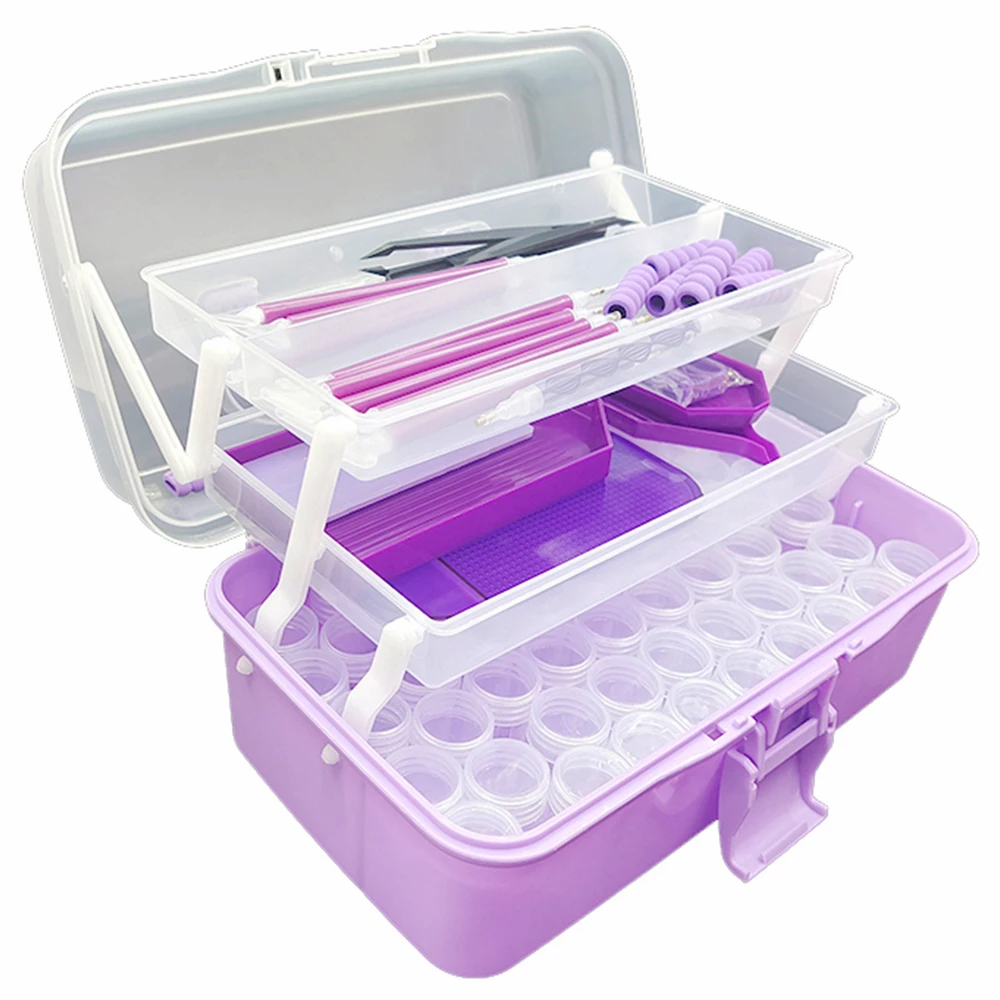 Diamond Art Accessories Organizer Suitcase Paintings Pen Kit Kawaii Bead Box Diy Storage