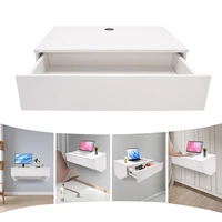 Floating Desk with Pull Out Drawer, Wall Mounted Laptop Computer Write Study Table Multifunctional Workstation Office Organizer 1