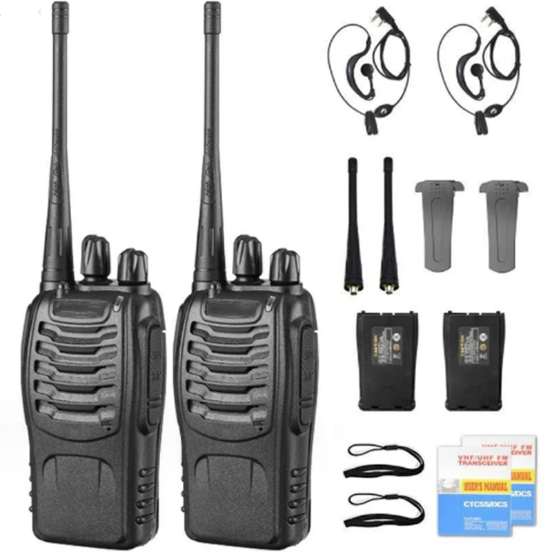 2PCS 12W UHF Two-Way Radio, Dual Band Walkie Talkie, 400-470MHz, Long Range Portable for Hunting, Outdoor & USB Charging