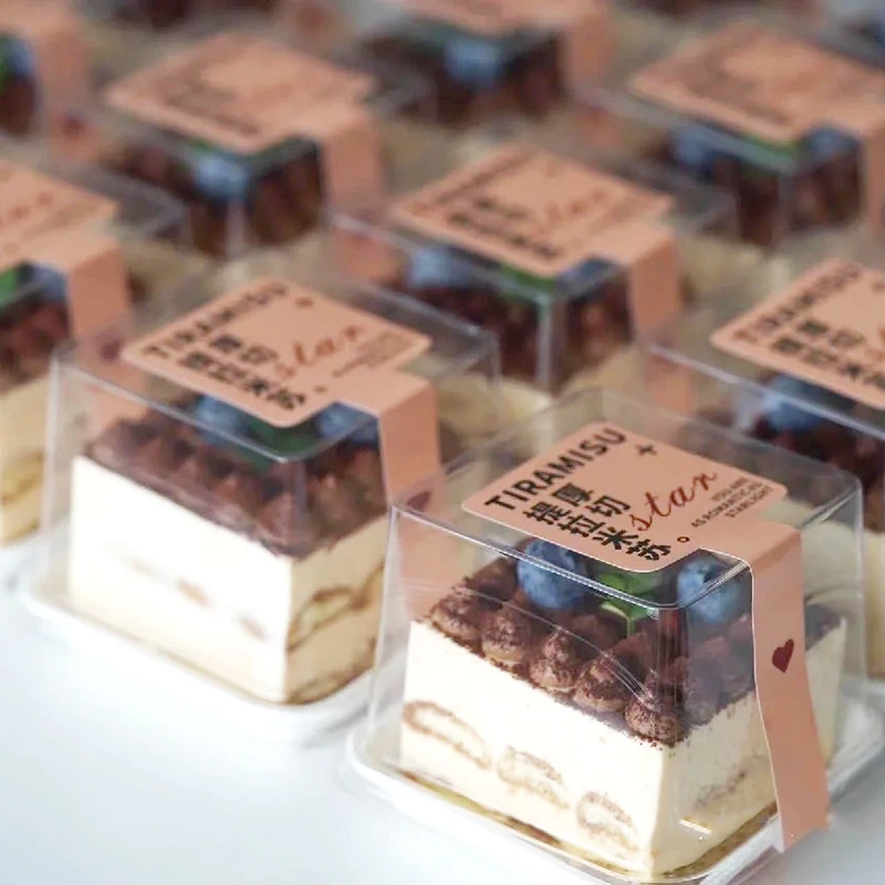 

25pcs Baking packaging square tiramisu cake box clear window plastic wedding birthday party favors dessert diy gift boxes