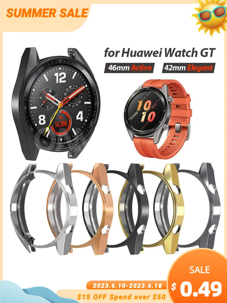 Ultra Slim Protector Case för Huawei Watch GT 42MM Elegant 46MM Active Soft ihåligt klockskydd Skyddande stötfångare_voghion.com