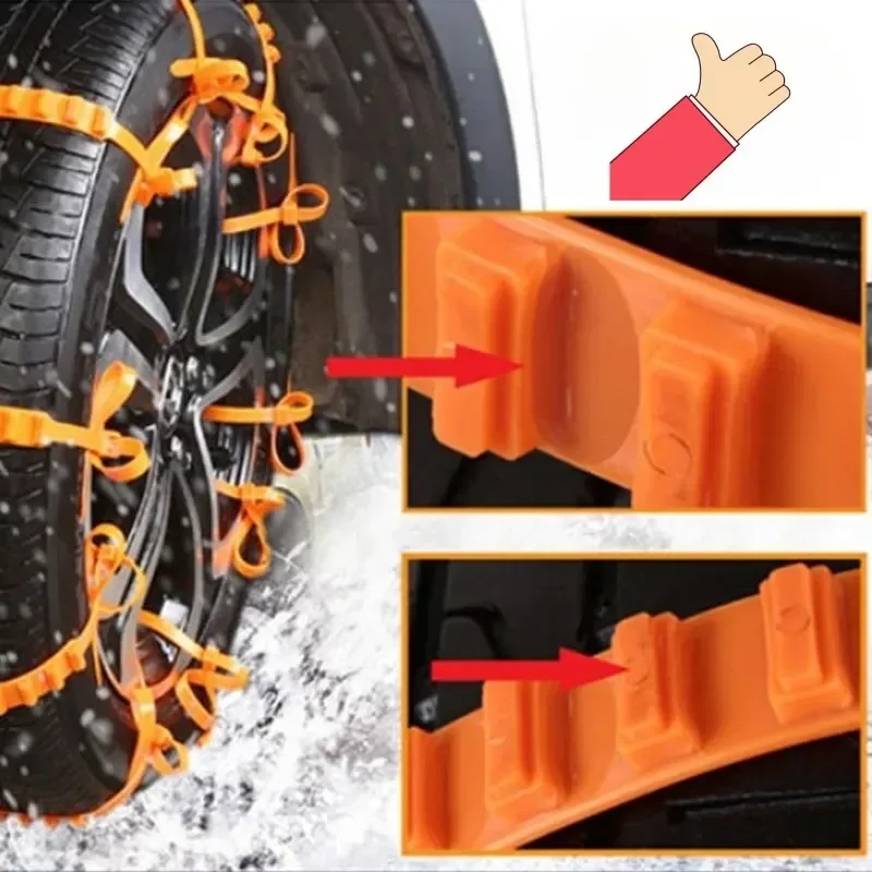 Car Plastic Anti-slip Chain Tire Anti-slip Ties 10PCS Snow Mud Emergency Chain For Cars Universal Lockout Artifact tire chains,car wheel anti skid pad