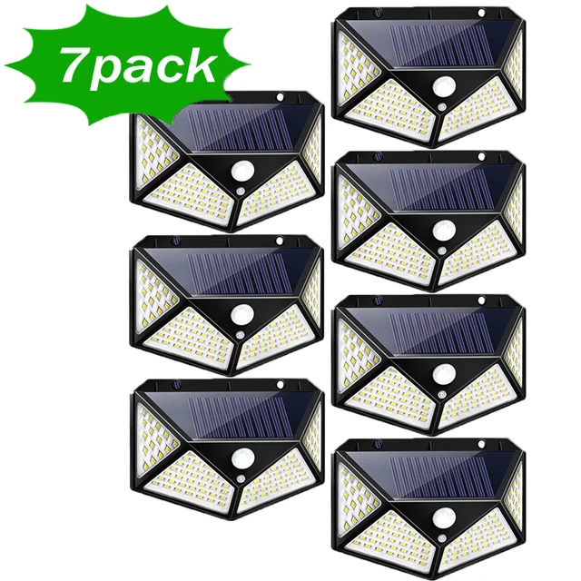 1/2/4/8/10PCS 100 LED Solar Power Wall Light Motion Sensor Waterproof Outdoor Garden Lamp 7 PCS