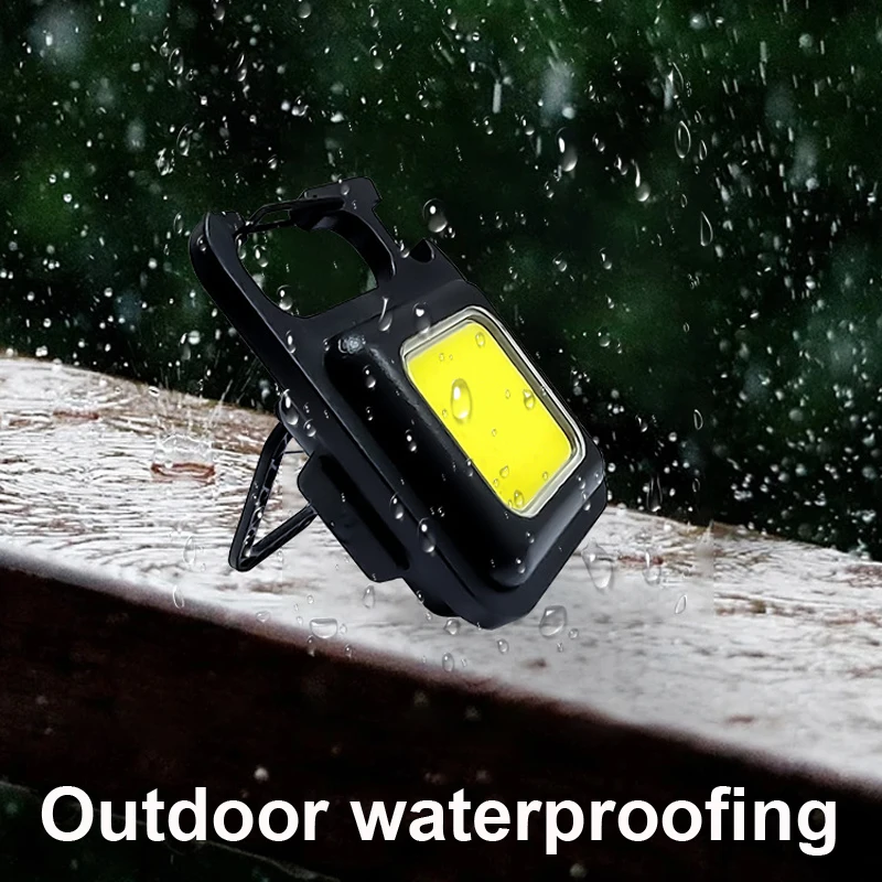 Keychain Light Mini Magnetic COB Keychain Light 800Lumens Bright USB Rechargeable Flashlight 3 Light Modes Portable Folding Bracket Work Lamp