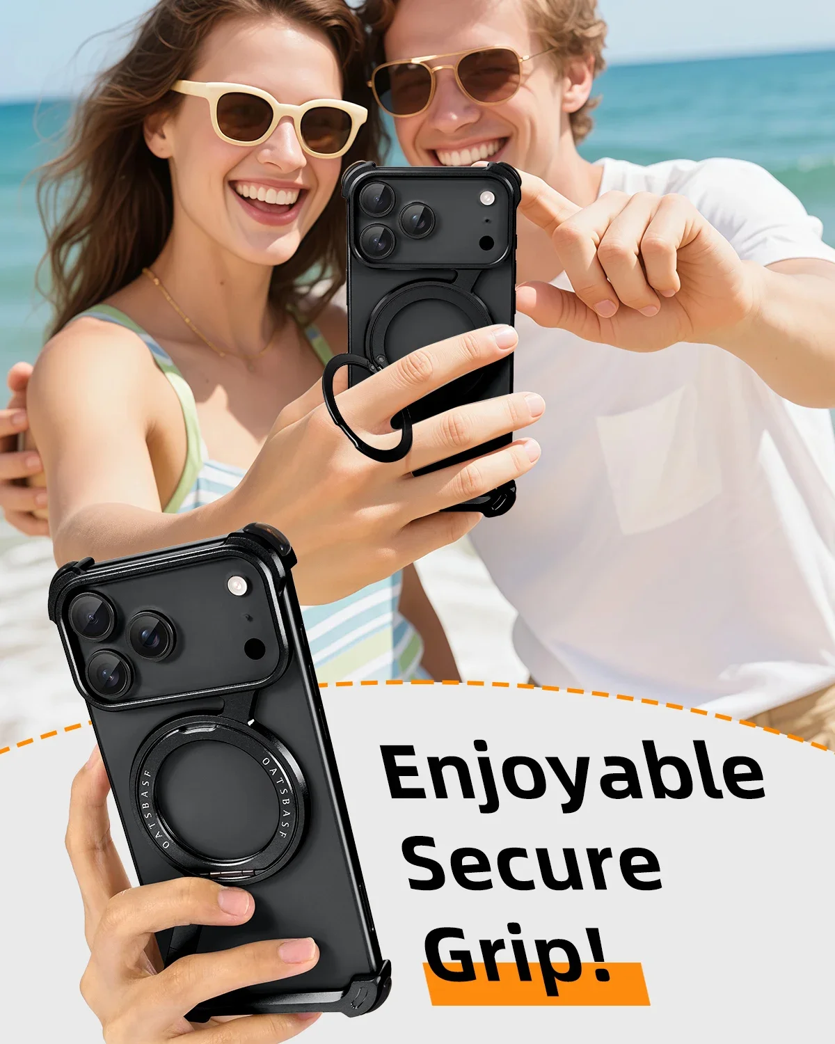 Eary Z-Shape Metal Phone Case for iPhone 17 Pro Max/17 Pro/17 Air with Ring Kickstand 360°Rotate Magnetic Protector Shockproof