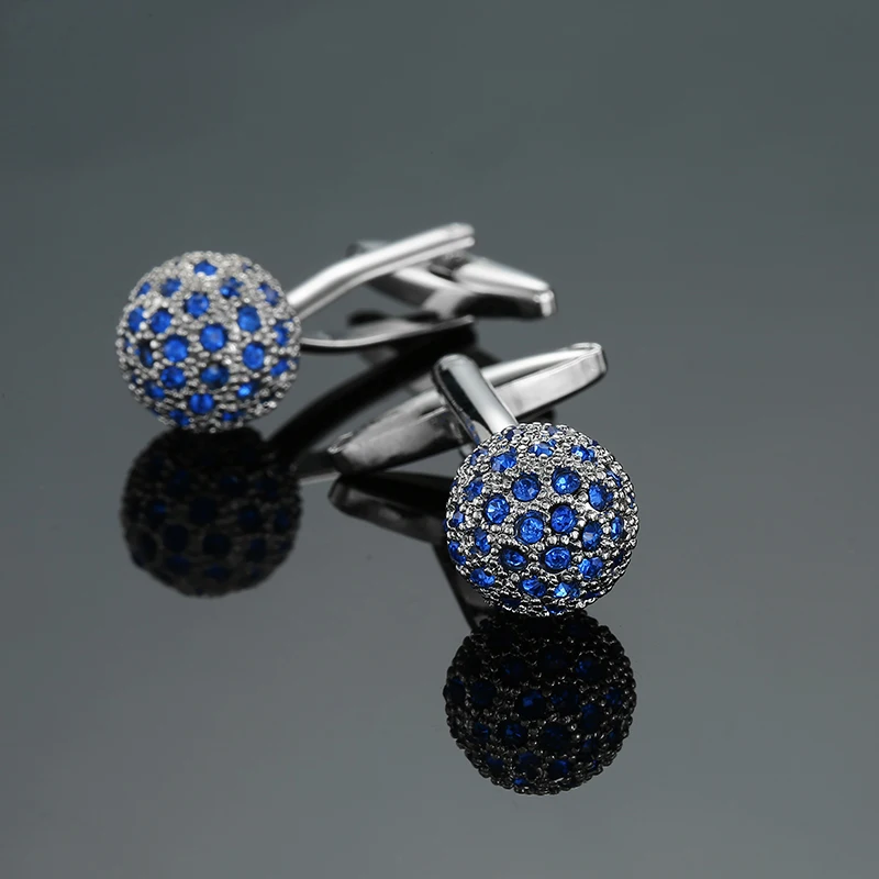 Luxury Mens Cufflinks - Round Crystal Zircon Cats Eye Stone Suit Accessories