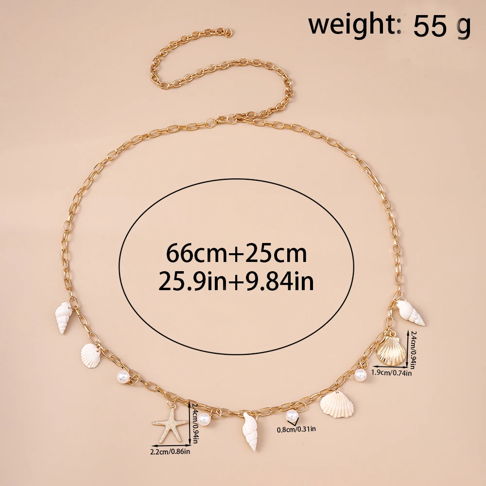 Aihua Sommer Strand Seestern Perle Shell Taille Bauch Kette für Frauen Bohomia Sommer Strand Sexy Einfache Körper Kette Urlaub Schmuck – Detail 8