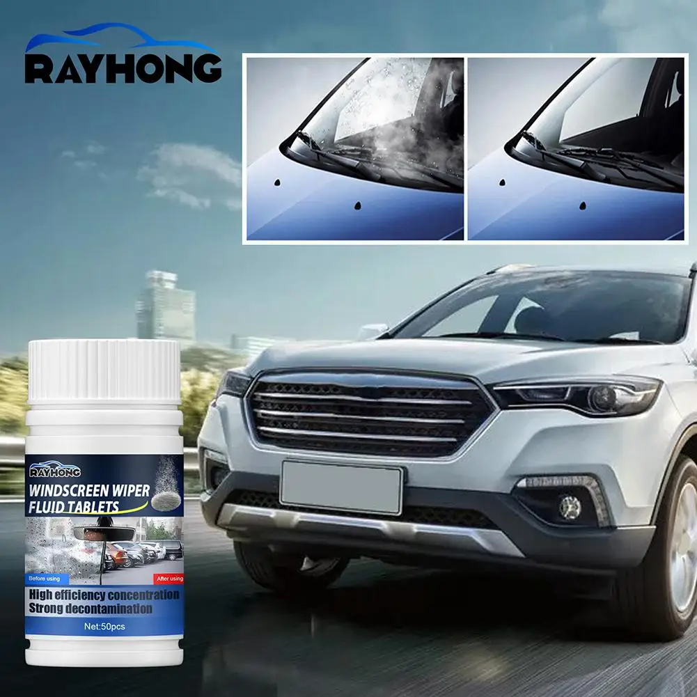 50 Pieces Solid Car Effervescent Tablets Car Windshield Concentrated Clean Tablets for Kitchen Window
