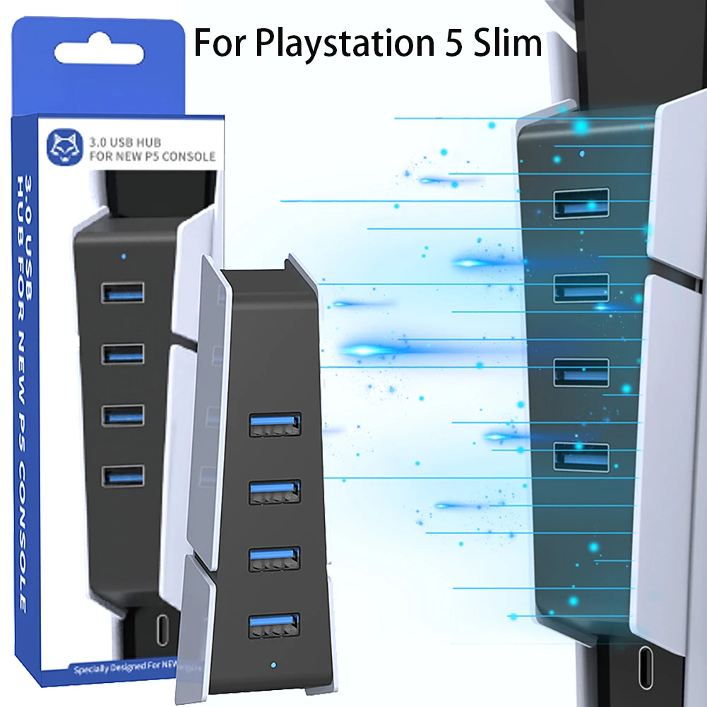 Hub Expander Splitter Usb Per Ps5 Splitter Hub Di Espansione Adattatore Usb Sottile Ad Alta Velocità Con 4 Porte Usb 2.0 Per Playstation 5 Slim