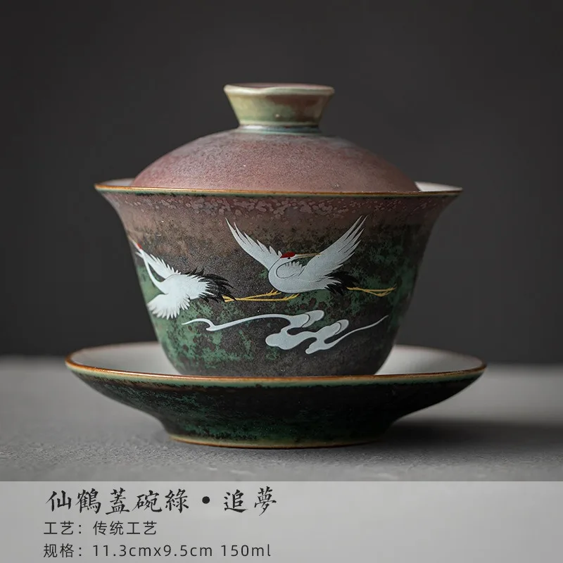 Anti-scald ceramic tea cover bowl with lid tea set