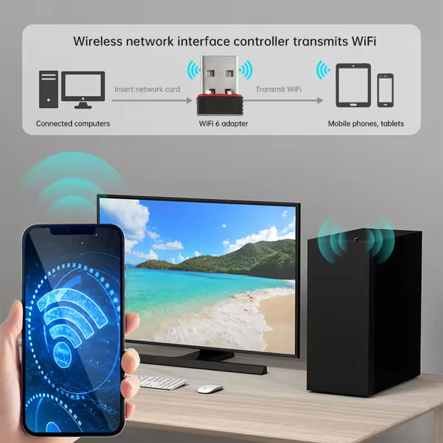 미니 USB WiFi 어댑터 150Mbps RTL8188 라즈베리 파이 데스크탑 노트북 PC용 무선 네트워크 카드 - 윈도우 호환