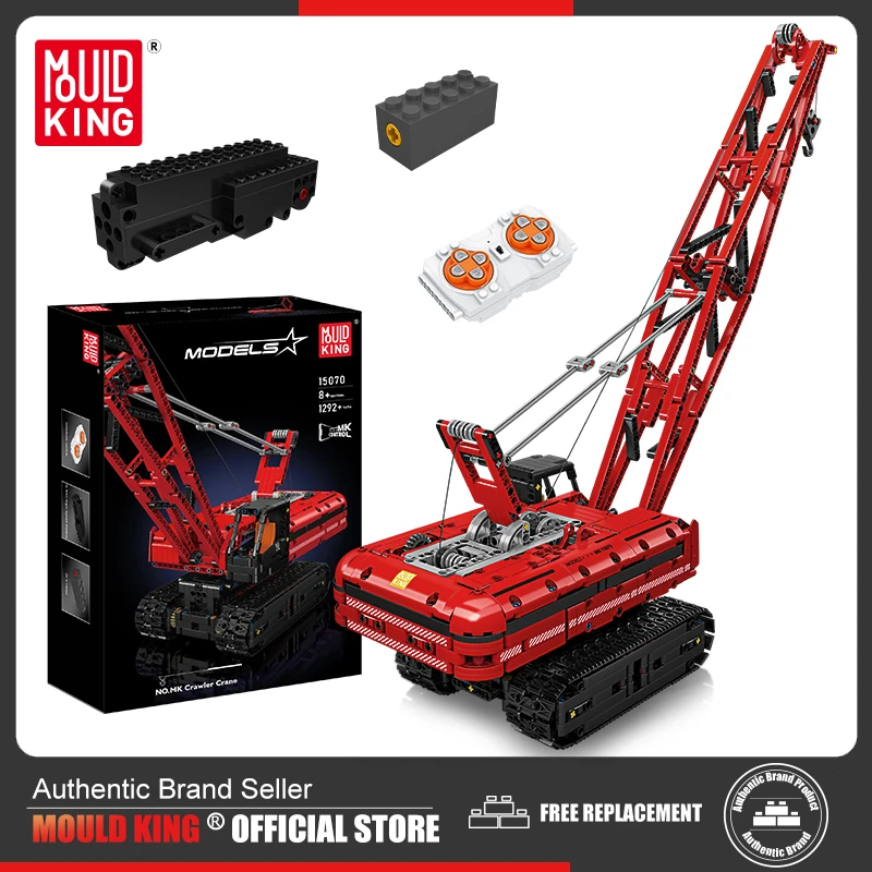 Mold King 15070 Technical Car Building Block Il Rc Motorizzato Rosso Liebherred Crawler Crane Model Assembly Regalo Di Natale Per Bambini