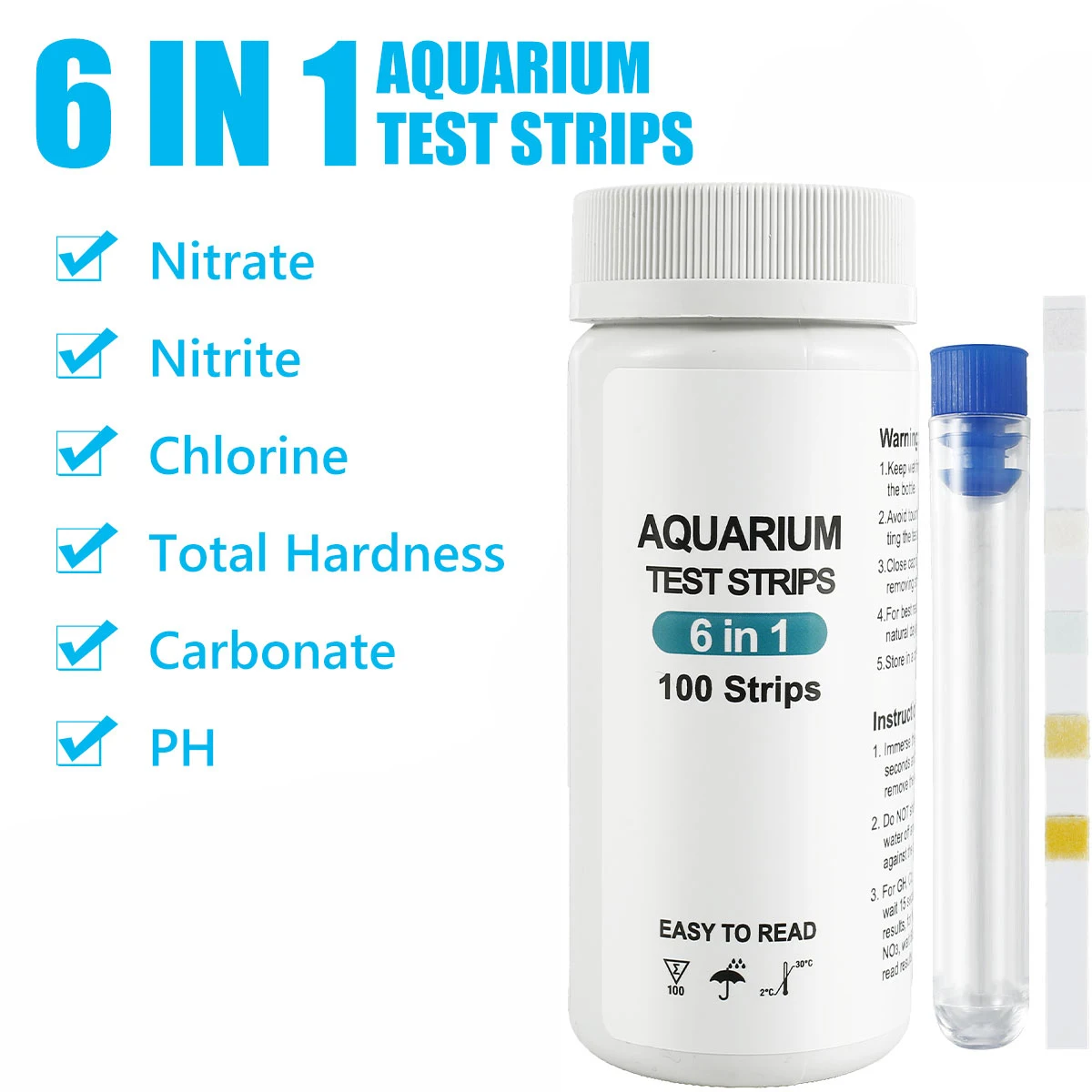 Comprehensive Aquarium Water Testing Kit - 5-17 Parameter Test Strips with Tube for Fresh & Saltwater Analysis