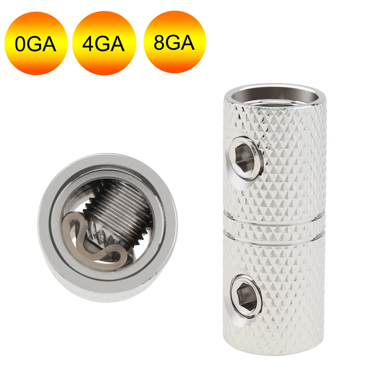 Car stereo automobile connector 1pcs 0/1 4 8 Gauge Wire Audio Car Brass Terminal Butt Connectors Car Stereo Power or Ground Wire Splice Coupler