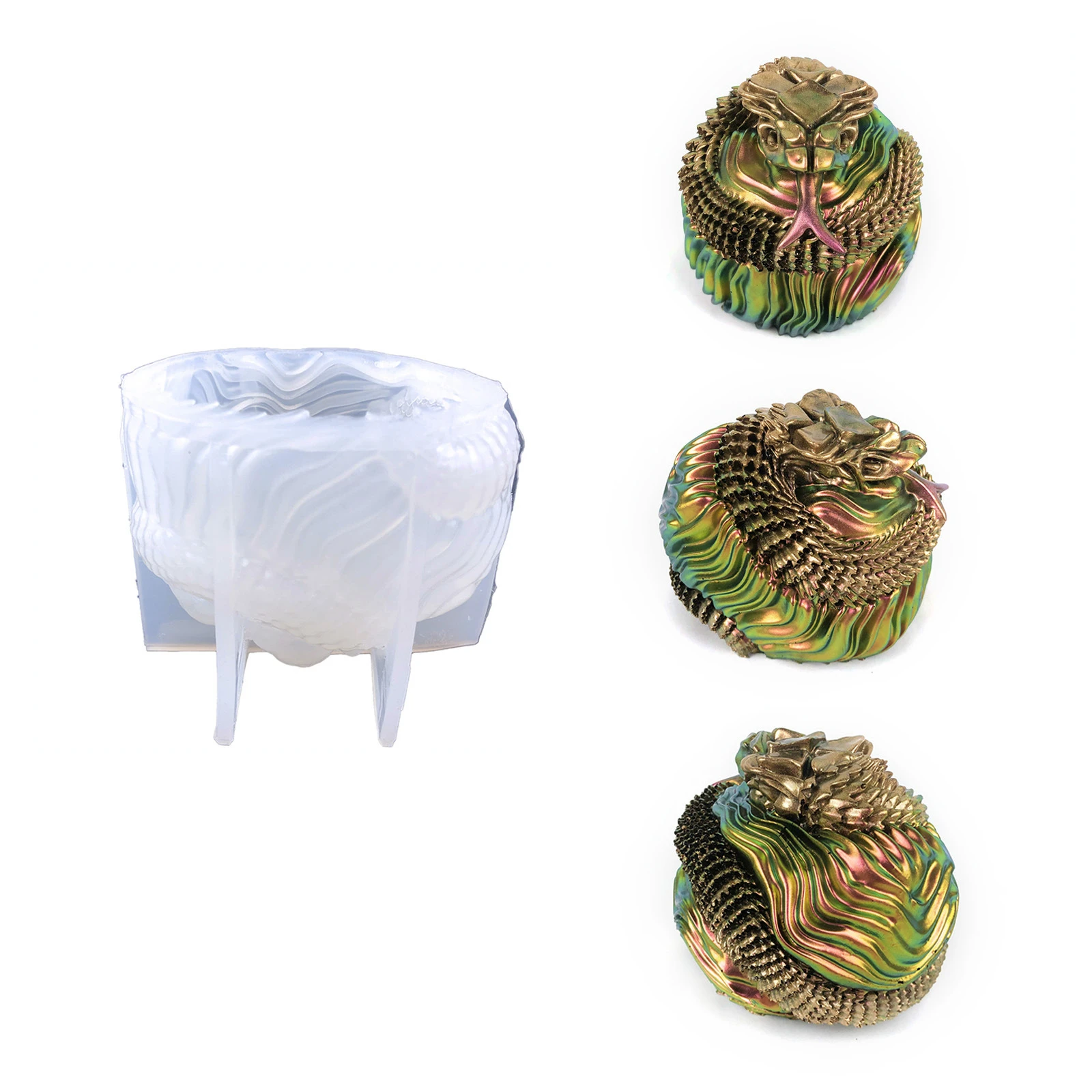 

Snake Ornaments Silicone Mold Cobra Resin Crafts Ornaments Coiled Snake 3D Snake Resin Molds