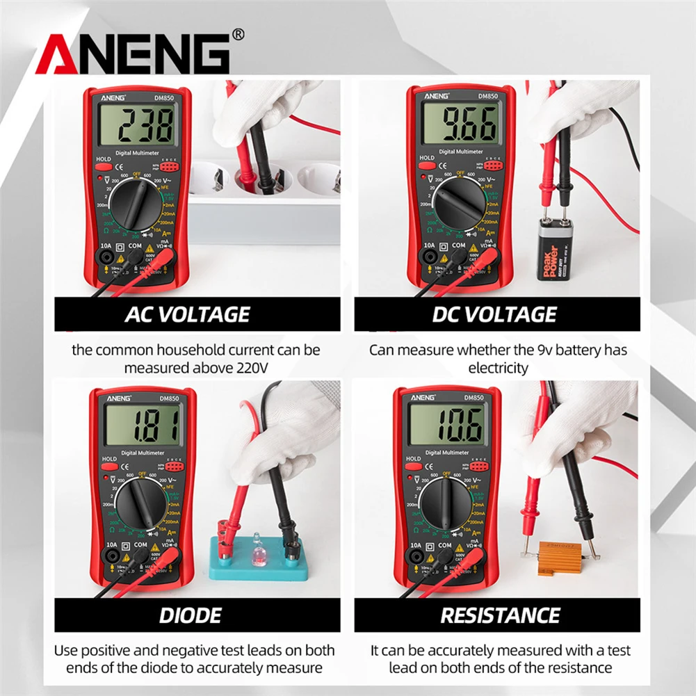 ANENG DM850 Digital Multimeter 1999 Counts Automatic AC/DC Votage Tester Current Ohm Ammeter Eletric Professional Detector Tool