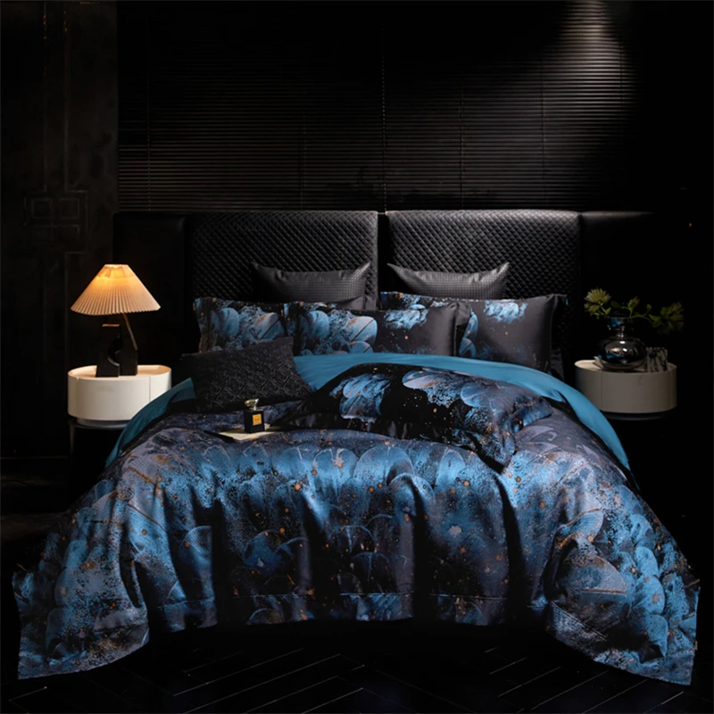 1000TC Egyptian Cotton Soft Silky Satin Yarn-dyed Jacquard Luxury Bedding Set Duvet Cover Flat/Fitted Bed Sheet Pillowcases 4Pcs 1