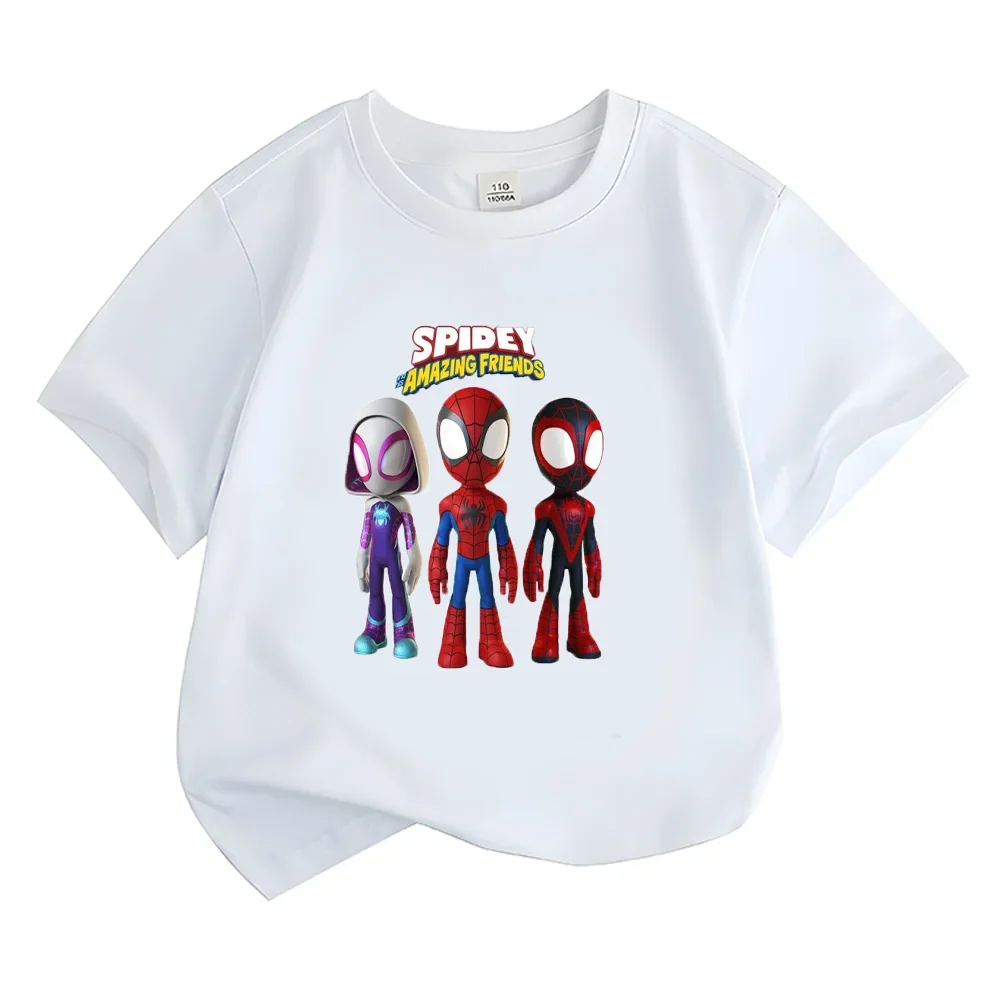 Spidey and His Amazing Friends T-shirts Summer Comfortable Children's Cotton Tops New Pattern Boys Girls Short Sleeve Tshirts 2