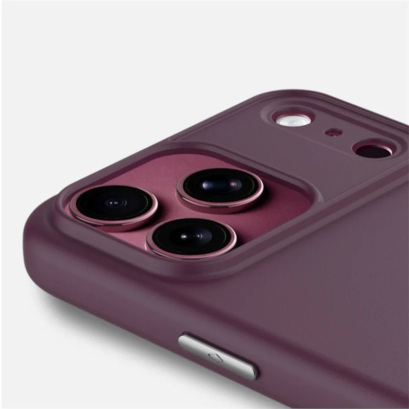 Luxury Rock Sand Frosted Anti-Slip Shockproof Phone Case with Alloy Button and MagSafe Compatibility