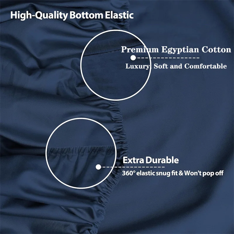 100% Egyptian Cotton Bed Sheets Home Bed Linen 1000 Thread Count Fitted Sheet with Elastic Band Solid Mattress Cover 140/160 1PC 4