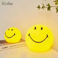 Outdoor Smiling Face Table Lamp Rechargeable Touchable Children's Bedroom Decorative Desk Lamp Landscape Yard Lawn Lighting 1
